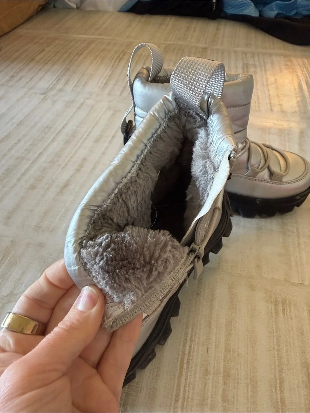 Dream Pairs Metallic Silver Kids Snow Boots